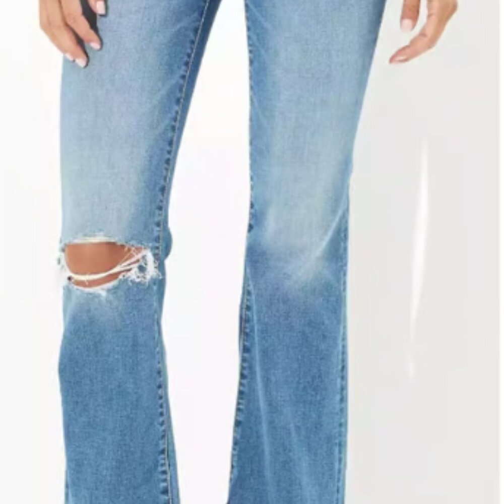 American Eagle Women's Size 16 Jeans Distressed Super Hi Rise Flare Stretch